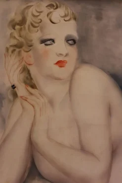 Pamono Reclining Female Nude by Micao Kono, Art Deco, France, 1933><noscript><img width=