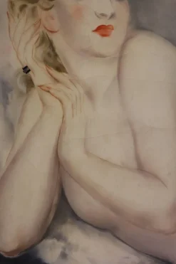 Pamono Reclining Female Nude by Micao Kono, Art Deco, France, 1933><noscript><img width=