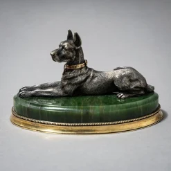 Pamono Reclining Great Dane, 1900, Silver> Sculpture