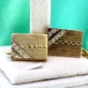 Pamono Rectangular Cufflinks in Yellow Gold with Brilliant-Cut Diamonds, Set of 2> Cufflinks