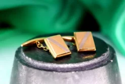 Pamono Rectangular Two-Tone Gold Cufflinks, Set of 2