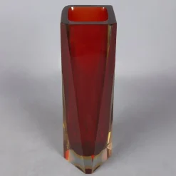 Pamono Red Amber Sommerso Murano Glass Vase by Flavio Poli for Seguso, 1970s> Vases