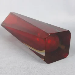Pamono Red Amber Sommerso Murano Glass Vase by Flavio Poli for Seguso, 1970s><noscript><img width=