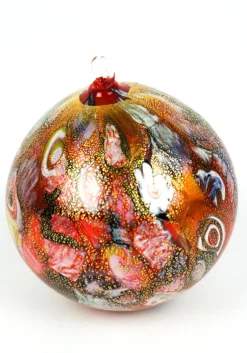 Pamono Red and Gold Leaf Christmas Ball from Made Murano Glass> Decorative Objects