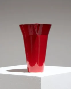 Pamono Red Ceramic Pitcher by Olivier Gagnère for Vallauris, 1990s><noscript><img width=