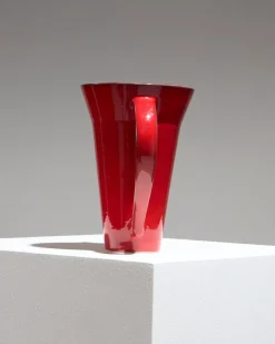 Pamono Red Ceramic Pitcher by Olivier Gagnère for Vallauris, 1990s><noscript><img width=