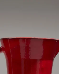 Pamono Red Ceramic Pitcher by Olivier Gagnère for Vallauris, 1990s><noscript><img width=