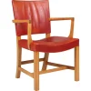 Sale Pamono Red Chair in Elm and Leather by Kaare Klint for Rud Rasmussen, 1960s