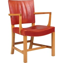 Sale Pamono Red Chair in Elm and Leather by Kaare Klint for Rud Rasmussen, 1960s