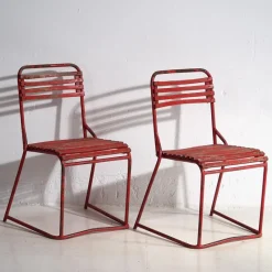 Pamono Red Garden Chairs, 1920s, Set of 4><noscript><img width=