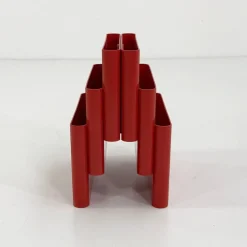 Pamono Red Magazine Rack by Giotto Stoppino for Kartell, 1970s> Magazine Racks