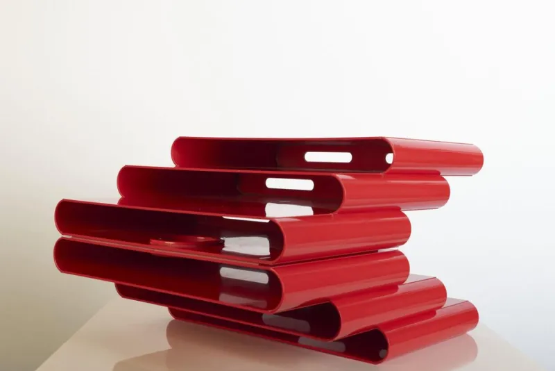 Pamono Red Magazine Rack by Giotto Stoppino for Kartell, 1970s> Magazine Racks