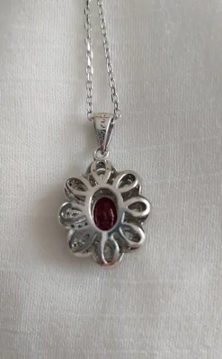 Pamono Red Ruby Silver Pendant, 1990s><noscript><img width=