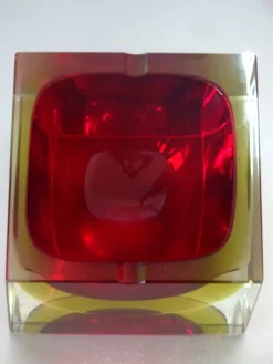 Pamono Red Submerged Murano Glass Bowl, 1960s><noscript><img width=