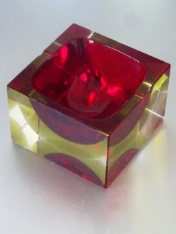 Pamono Red Submerged Murano Glass Bowl, 1960s><noscript><img width=