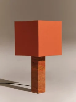 Pamono Red Travertine Large Roma 1 Square Table Lamp by Nassi> Table Lamps