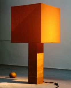 Pamono Red Travertine Large Roma 1 Square Table Lamp by Nassi><noscript><img width=