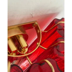 Outlet Pamono Red Tronchi Murano Style Glass Wall Sconces by Simoeng, Set of 2