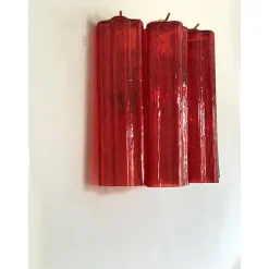 Outlet Pamono Red Tronchi Murano Style Glass Wall Sconces by Simoeng, Set of 2