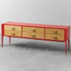 New Pamono Red Wooden Chest of Drawers, 1960s
