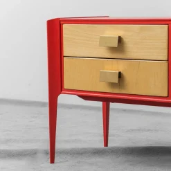 New Pamono Red Wooden Chest of Drawers, 1960s