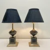 New Pamono Regency Brass and Black Table Lamps in the style of Le Dauphin, 1970s, Set of 2