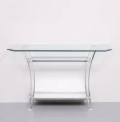 New Pamono Regency Console Table and Mirror in Chrome, 1970s, Set of 2