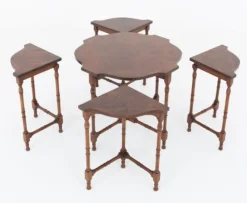 Hot Pamono Regency Revival Nesting Tables in Walnut, 1920s, Set of 5