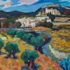 Pamono Reguera Canyelles Castle Landscape, Oil on Canvas, Framed> Impressionist