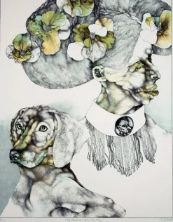 Pamono Reiner Schwarz, The Lady with the Dog, 1971, Lithograph> Surrealist