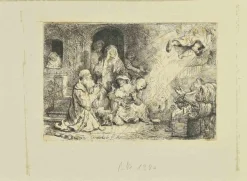 Pamono Rembrandt van Rijn, The Archangel Raphael Leaving Tobias' Family, Etching, 1641> Old Masters