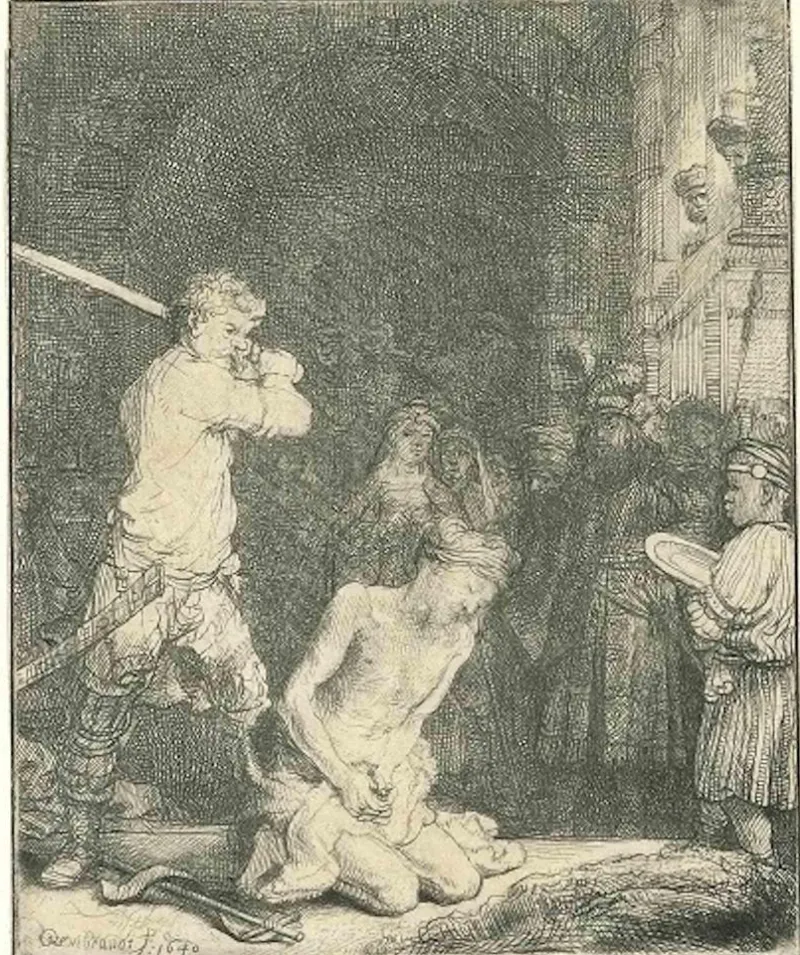 Pamono Rembrandt van Rijn, The Beheading of St. John the Baptist, Etching, 1640> Old Masters