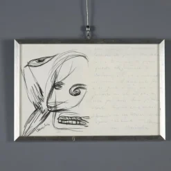 Pamono Remo Brindisi, Drawing with Letter, 1961, Canvas> Work On Paper