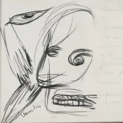 Pamono Remo Brindisi, Drawing with Letter, 1961, Canvas><noscript><img width=
