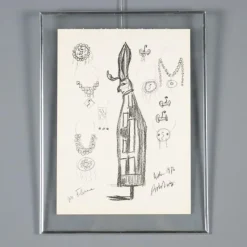 Pamono Remo Brindisi, Sketch for Aida, 1974, Charcoal Drawing> Work On Paper