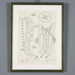 New Pamono Remo Brindisi, Sketch for the Aida, 1974, Charcoal Drawing