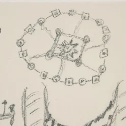 New Pamono Remo Brindisi, Sketch for the Aida, 1974, Charcoal Drawing