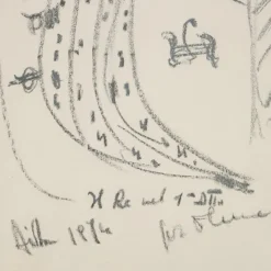 New Pamono Remo Brindisi, Sketch for the Aida, 1974, Charcoal Drawing