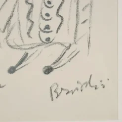 New Pamono Remo Brindisi, Sketch for the Aida, 1974, Charcoal Drawing