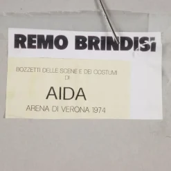 New Pamono Remo Brindisi, Sketch for the Aida, 1974, Charcoal Drawing