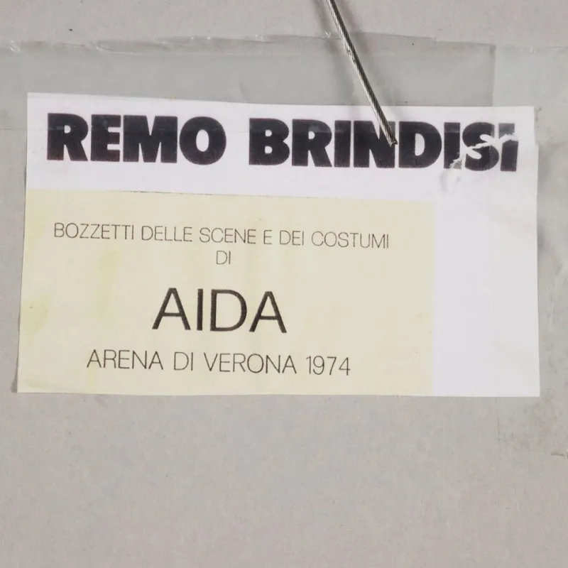 New Pamono Remo Brindisi, Sketch for the Aida, 1974, Charcoal Drawing