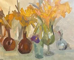 Hot Pamono René Guinand, Faded Flowers, 1980s, Oil on Canvas