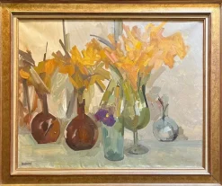 Hot Pamono René Guinand, Faded Flowers, 1980s, Oil on Canvas