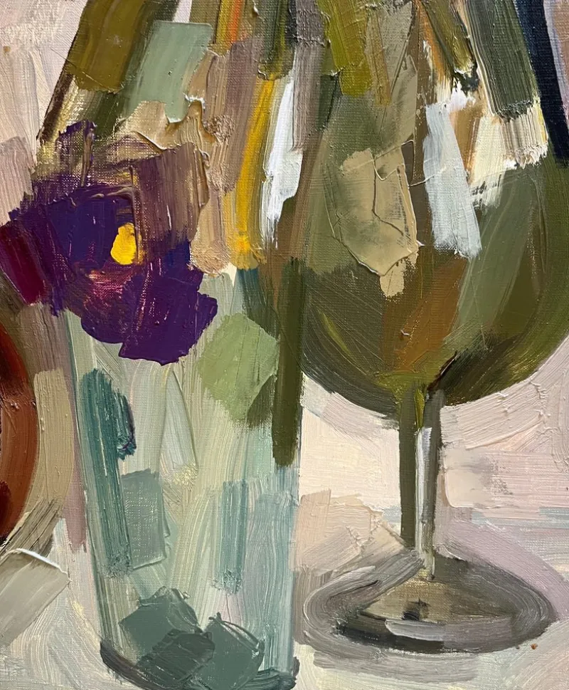 Hot Pamono René Guinand, Faded Flowers, 1980s, Oil on Canvas