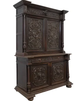 Pamono Renaissance Revival Oak 2-Part Buffet Cabinet, France, Mid-19th Century><noscript><img width=