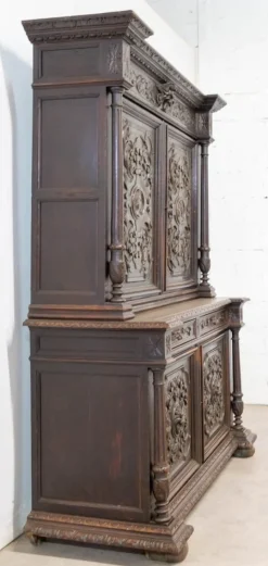 Pamono Renaissance Revival Oak 2-Part Buffet Cabinet, France, Mid-19th Century><noscript><img width=