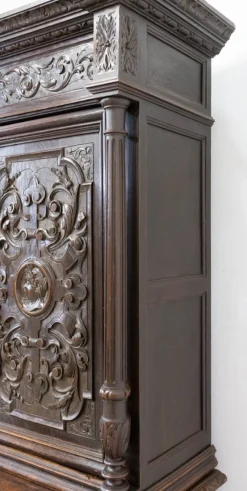 Pamono Renaissance Revival Oak 2-Part Buffet Cabinet, France, Mid-19th Century><noscript><img width=