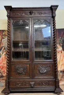 Pamono Renaissance Style Hunting Lodge Library in Carved Oak, 1850><noscript><img width=