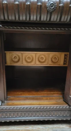 Pamono Renaissance Style Sideboard with Secret Compartments in Walnut and Elm, 19th Century><noscript><img width=