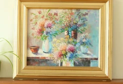 Outlet Pamono Renwick, Floral Spray, 1960s, Oil on Canvas, Framed
